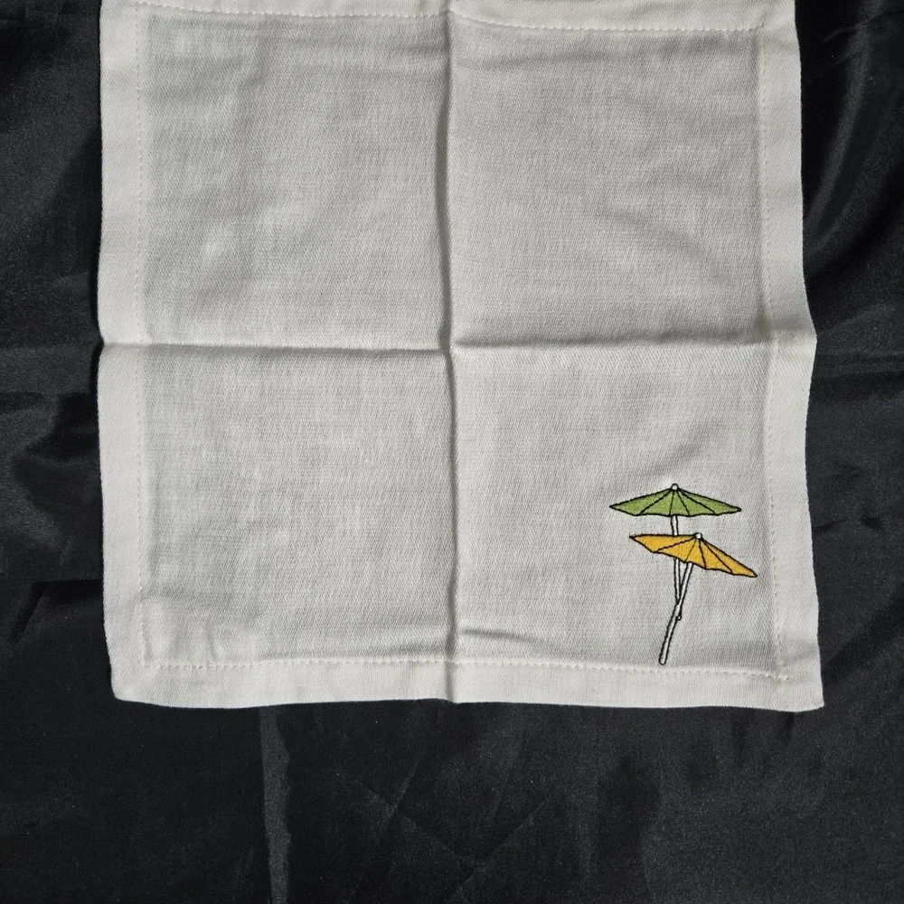 White Cocktail Napkins Set Of Six By Pier 1 - Beach Umbrella Pattern 10